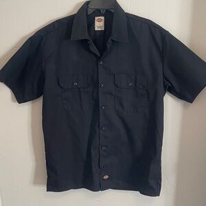 Dickies Black Short-Sleeve Button-Down Work Shirt